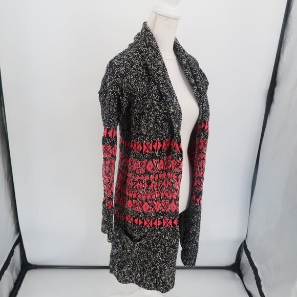 Express Black White Pink Marled Long Duster Style Sweater Size Small - Picture 1 of 8